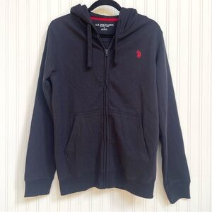 NWT U.S. Polo Assn. Size S Men's Black Full Zip Hooded Sweatshirt